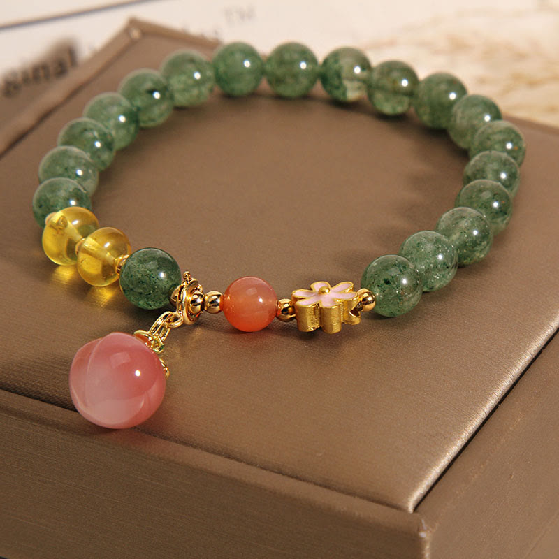 KarmaRipple's Authentic Green Strawberry Quartz Love Peach Talisman Bracelet p6