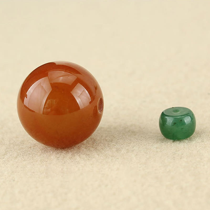 KarmaRipple's Red Agate Green Aventurine Green Bodhi Seed Bead Calm Leather Rope Pendant Necklace p10