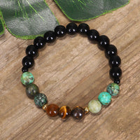 KarmaRipples 108 Mala-Perlenarbeiten, authentischer Stein, Tigerauge, Türkis, Schutz, Stärke, Armbandanhänger