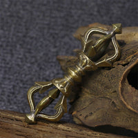 Handgefertigte kleine Vajra-Dorje-Dekoration aus Nepal von KarmaRipple mit fünf Zinken, Stärke, Bronze