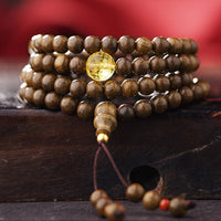 KarmaRipples 108 Mala-Perlenarbeiten, 999 Gold, Brunei-Adlerholz, Herz-Sutra, Bernstein, roter Achat, Kraft-Meditationsarmband