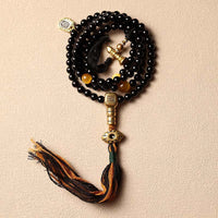 KarmaRipples tibetisches 108 Mala-Perlenwerk, schwarzer Onyx, Tigerauge, Perlenwerk, Neun-Paläste-Bagua-Schutzarmband