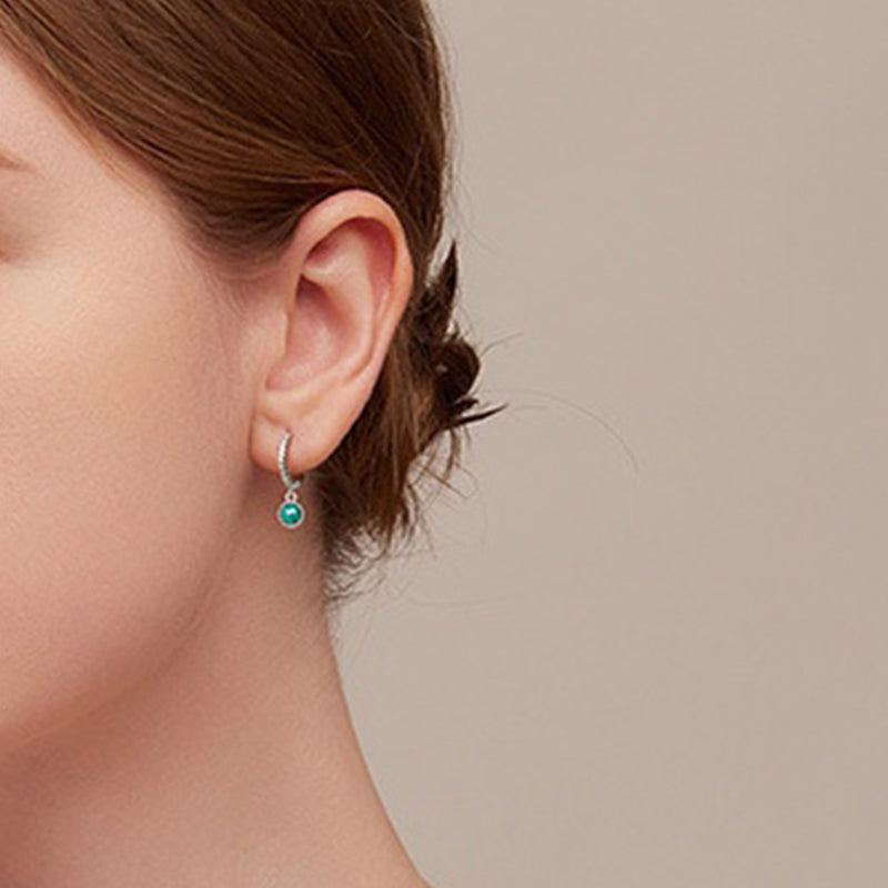 KarmaRipple's 925 Sterling Silver Round Malachite Anti-Anxiety Drop Earrings p5