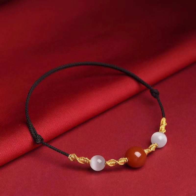 KarmaRipple's Authentic Red Agate Cat Eye Calm Woven String Bracelet Pendant Necklace p20