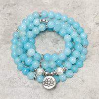 KarmaRipples authentisches, ausgleichendes Lotus-Mala-Armband mit Amazonitstein