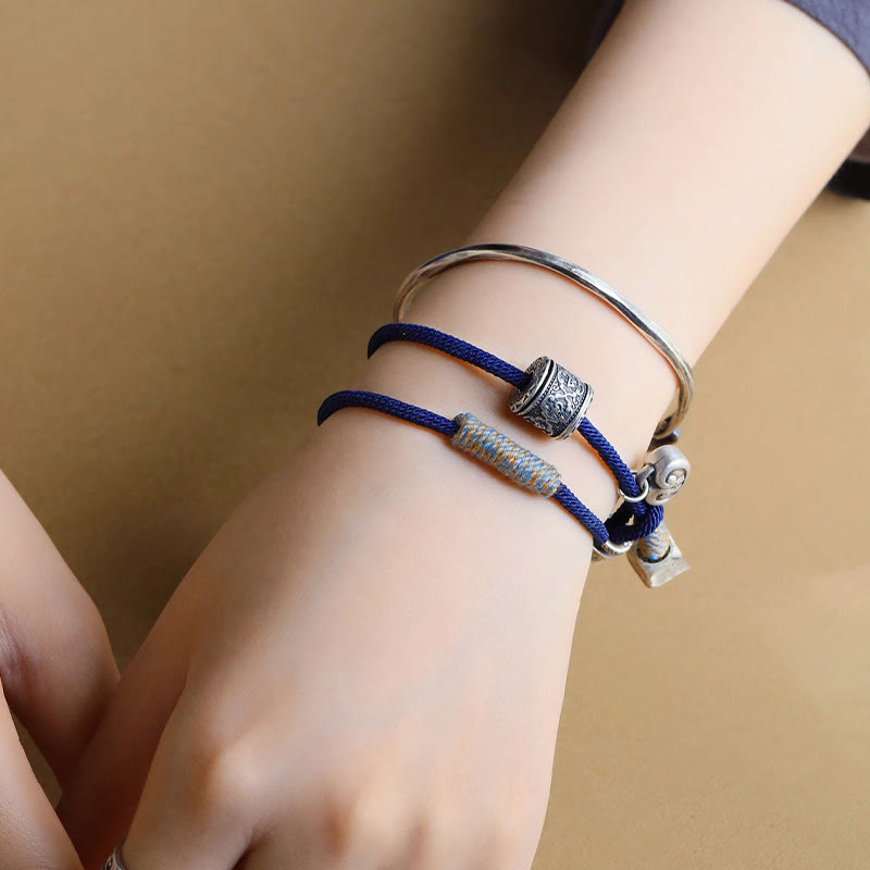 KarmaRipple's Handmade Tibetan Om Mani Padme Hum Carved Auspicious Amulet Double Wrap Rope Bracelet p5