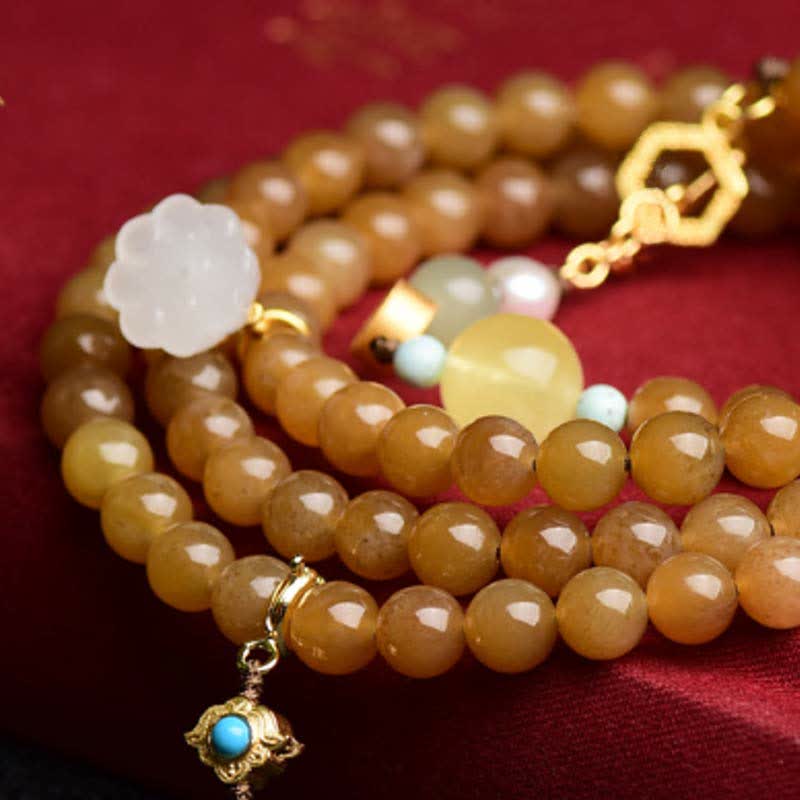 KarmaRipple's Authentic Hetian Topaz Amber Lotus Ivory Jade Pearl Success Bracelet p6