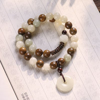 KarmaRipples Bodhi-Samen-Armband mit grünem Sandelholz und Lotusblüte, Peace-Schnalle, Balance, doppelt gewickelt
