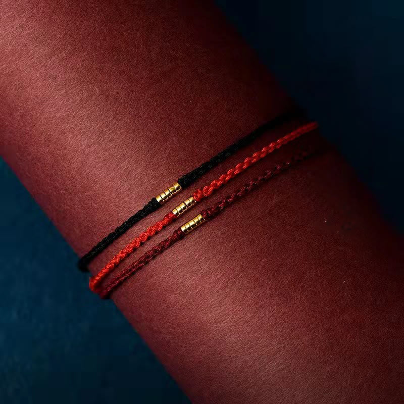 KarmaRipple's 925 Sterling Silver Fortunate Golden Bead Woven String Bracelet Anklet p5