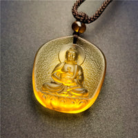 KarmaRipples Halskette mit Mitgefühlsanhänger im chinesischen Tierkreiszeichen mit Buddha-Segen und Liuli-Edelstein