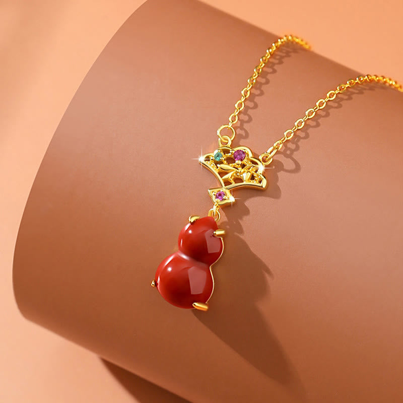 KarmaRipple's 925 Sterling Silver Red Agate Gourd Auspicious Clouds Confidence Bracelet Pendant Necklace Earrings Set p6