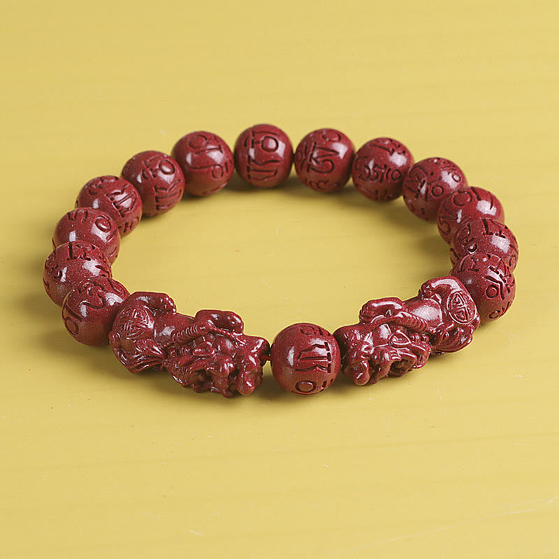 KarmaRipple's Authentic Double PiXiu Cinnabar Om Mani Padme Hum Wealth Fortune Bead Bracelet p3