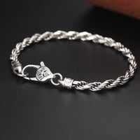 KarmaRipples Armband aus 925er Sterlingsilber, Tibet, Om Mani Padme Hum, Doppel-Dorje, Vajra, gedrehtes Design, Peace Love