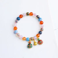 KarmaRipples buntes Bonbon-Achat-Gold-Schluckendes-Biest-Familie-Pfirsich-Balance-Talisman-Armband