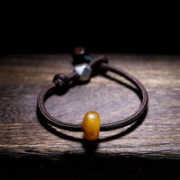 KarmaRipples 925 Sterling Silber Chinesisches Sternzeichen Geburts-Buddha-Armband aus echtem Bernstein, klarem Angstgefühl