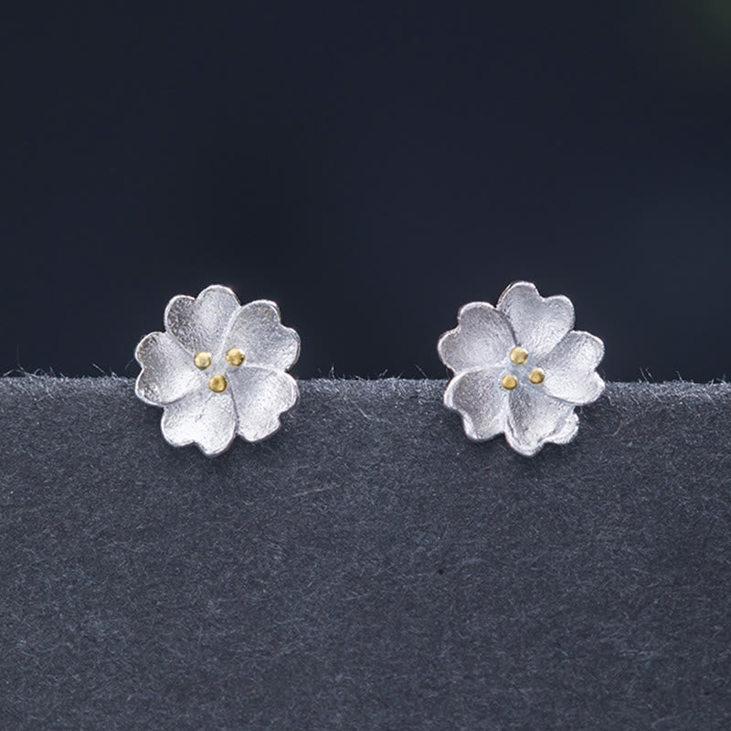 KarmaRipple's 925 Sterling Silver Cherry Blossoms Floral Calm Stud Earrings p5