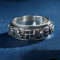KarmaRipples Sechs wahre Worte Hakenkreuz Bronze Balancierender drehbarer Ring