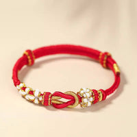 KarmaRipples handgefertigtes Armband mit acht Fäden und Pfirsichblüten-Webart, Peace Weave Fortune Protection