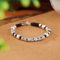 KarmaRipples handgefertigtes Tibet-Armband aus 999er Sterlingsilber mit Glückswolke und Reichtumskette