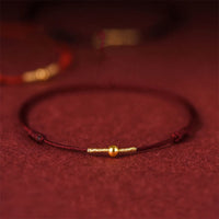 KarmaRipple's 925 Sterling Silber Golden Bead Schutz Geflochtenes Seil Armband Fußkettchen 