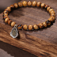 KarmaRipples 925 Sterling Silber Authentisches goldenes Seeweiden-Zakiram-Armband, Göttin des Reichtums, Glück, Glück, Fu-Charakter, Erfolg