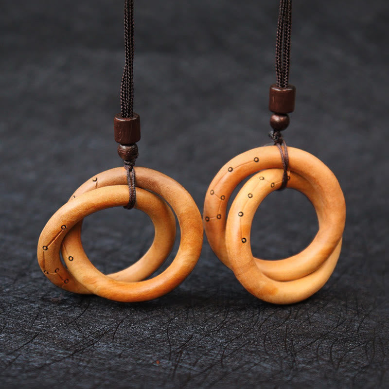 KarmaRipple's Jujube Wood Taoist Yin Yang Ring Qiankun Circle Fortune Ward Off Evil Spirits Pendant Necklace p2