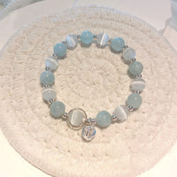 KarmaRipples 925 Sterling Silber Katzenauge Aquamarin Support Talisman Armband