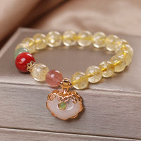 KarmaRipples authentisches Citrin-Elfenbein-Jade-Erdbeerquarz-Schutz-Talisman-Armband