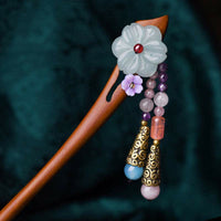 KarmaRipples Haarnadel-Dekoration mit Schutzsteinen aus rotem Sandelholz, Amethyst und Aventurin