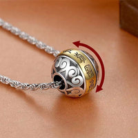 KarmaRipples taoistisches Mantra mit neun Zeichen, eingraviertes Amulett mit Balance-Anhänger, drehbare Halskette