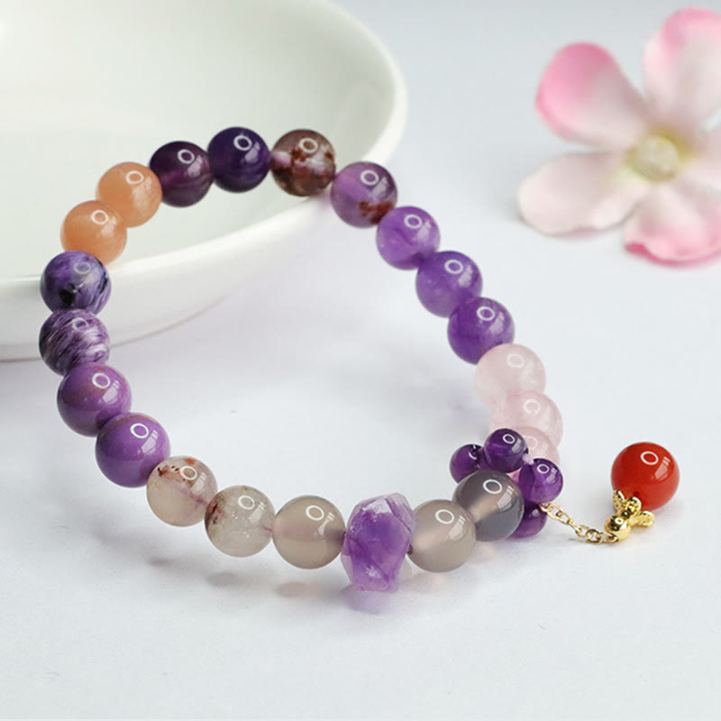KarmaRipple's Authentic Amethyst Gemstone Inner Peace Balancing Bead Talisman Bracelet p2