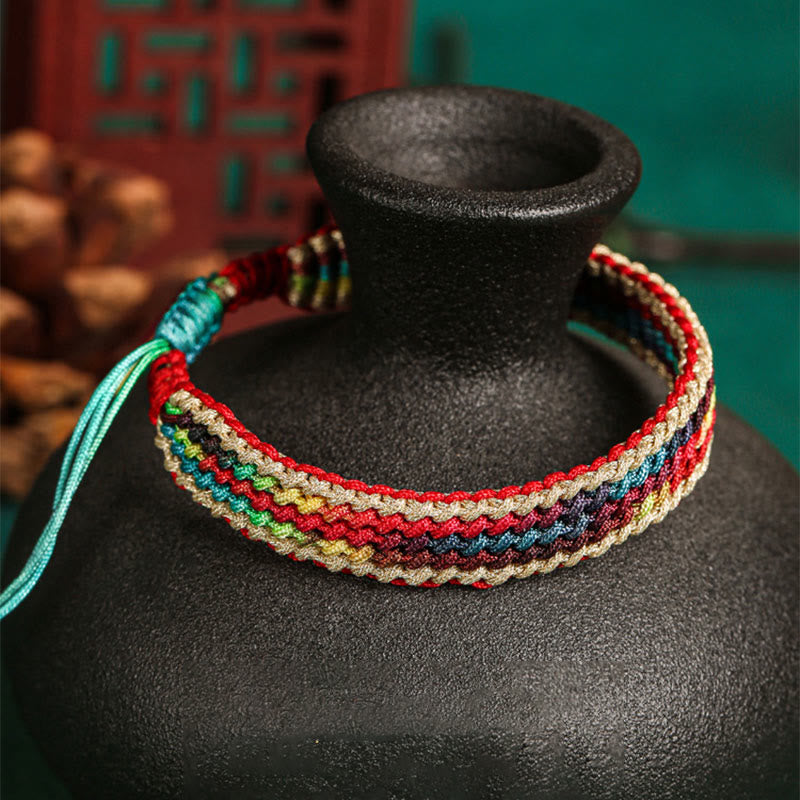 KarmaRipple's Tibet Handmade Rainbow Multicolored Protection Woven String Bracelet p9