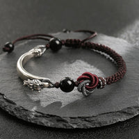 Handgefertigtes, gewebtes Armband „Glückverheißender Drache“ von KarmaRipple aus 925er Sterlingsilber