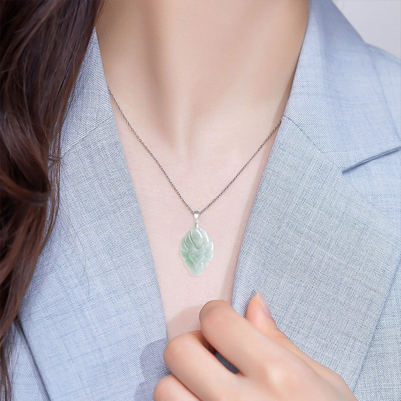 KarmaRipple's 925 Sterling Silver Authentic Jade Nine Tailed Fox Prosperity Pendant Necklace p3