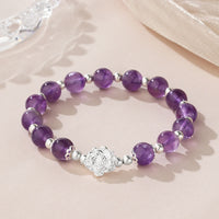 KarmaRipples spirituelles Armband aus 925er Sterlingsilber mit authentischem Amethyst und Lotus