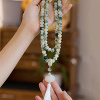 KarmaRipples authentisches 108-Mala-Perlenarmband mit Bodhi-Samen und Lotusgravur und Quaste