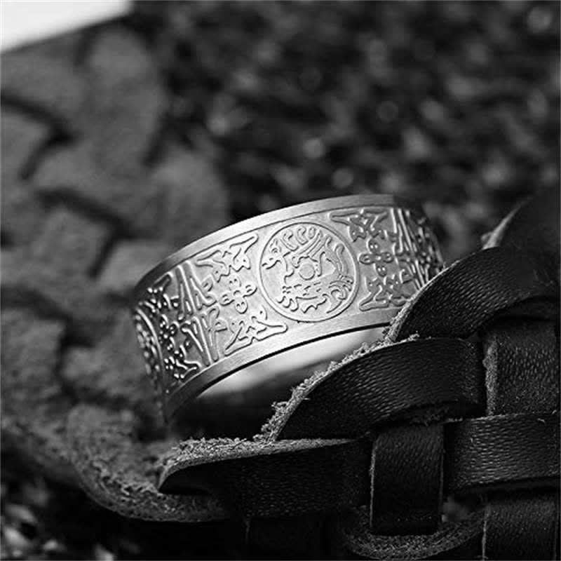 KarmaRipple's Four Guardian Beast Dragon Ivory Tiger Suzaku Basalt Carved Success Fortune Ring p13