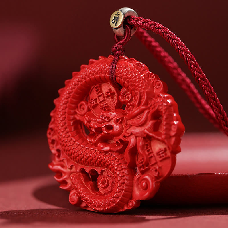 KarmaRipple's Year of the Dragon 925 Sterling Silver Authentic Cinnabar Bronze Coin Fortune Pendant Necklace p6