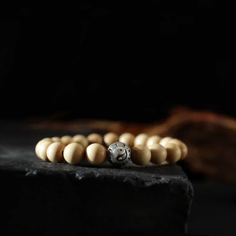 KarmaRipple's Tibet Peach Wood Lotus Cinnabar Bagua Yin Yang Fortune Wealth Bracelet p19