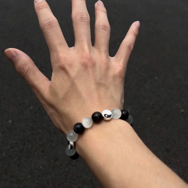 KarmaRipple's Black Obsidian Cat's Eye Yin Yang Purification Strength Bracelet p5