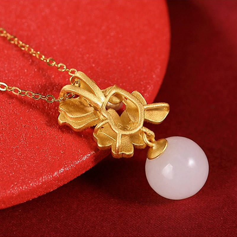 KarmaRipple's Ivory Jade 925 Sterling Silver Pearl Flower Blessing Pendant Necklace Ring Earrings p15