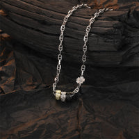 KarmaRipple's Halskette mit Anhänger aus 925er Sterlingsilber im Retro-Stil der Tang-Dynastie mit Blumendesign und Glücksenergiekette