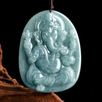 KarmaRipples authentische Jade-Halskette mit Ganesh-Ganpati-Elefanten-Schutzamulett-Anhänger
