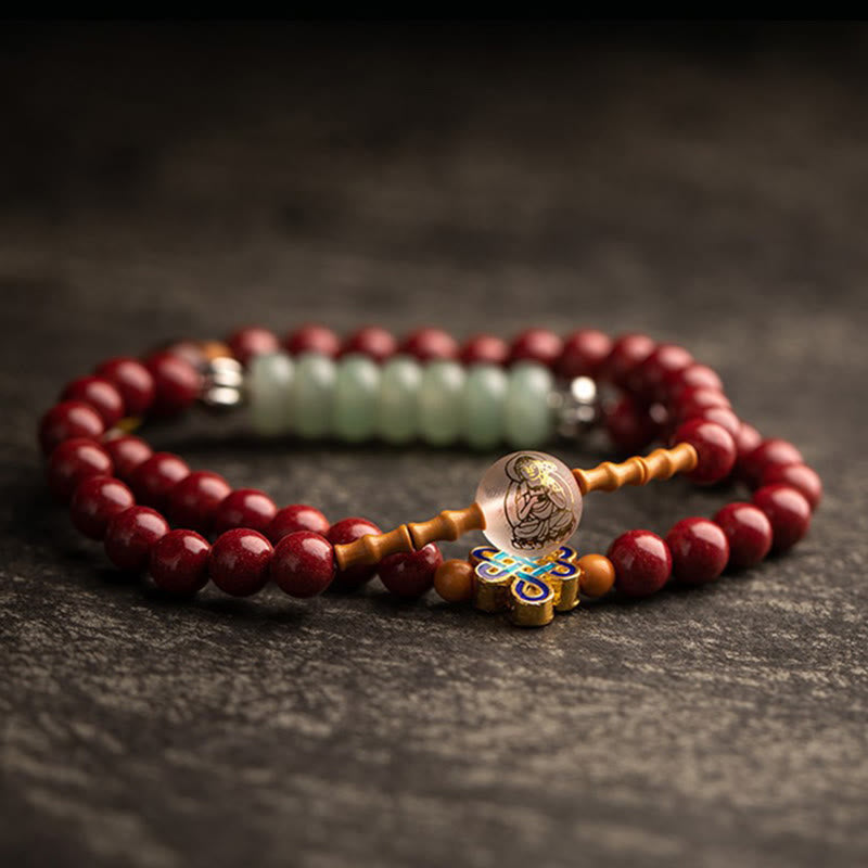 KarmaRipple's Chinese Zodiac Natal Buddha Red Agate Small Leaf Red Sandalwood Cinnabar Amulet Blessing Double Wrap Bracelet p13