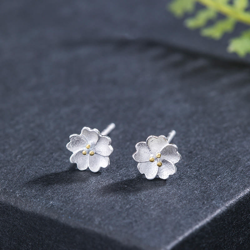 KarmaRipple's 925 Sterling Silver Cherry Blossoms Floral Calm Stud Earrings p8