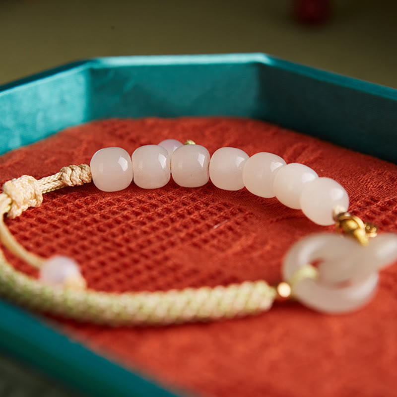 KarmaRipple's Authentic Hetian Jade Bead Double Peace Buckle Fu Character Abundance Woven Bracelet p16