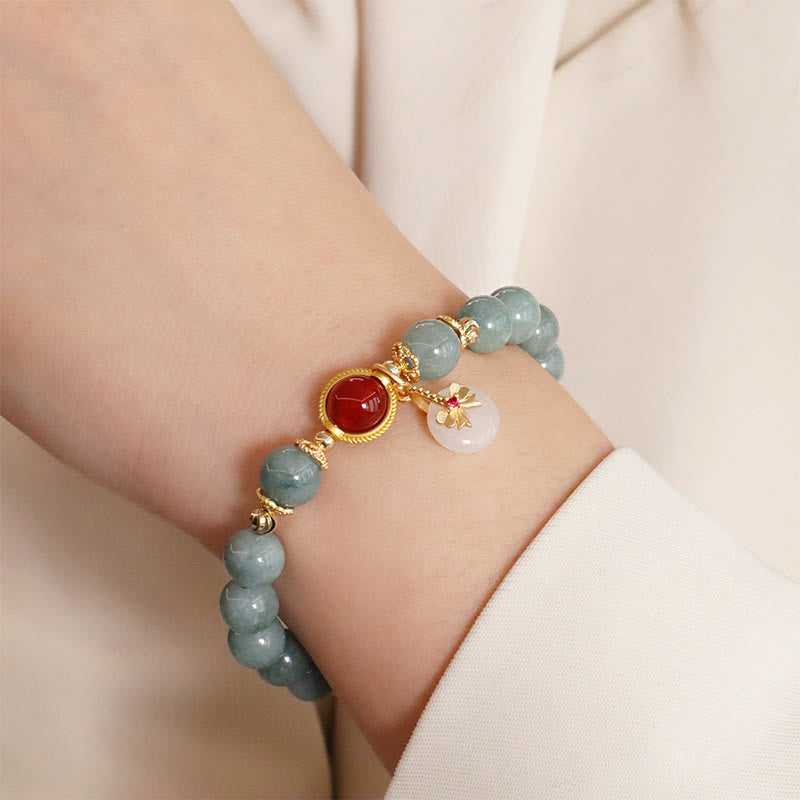 KarmaRipple's Authentic Jade Red Agate Pearl Bow Tie Fortune Bracelet p6