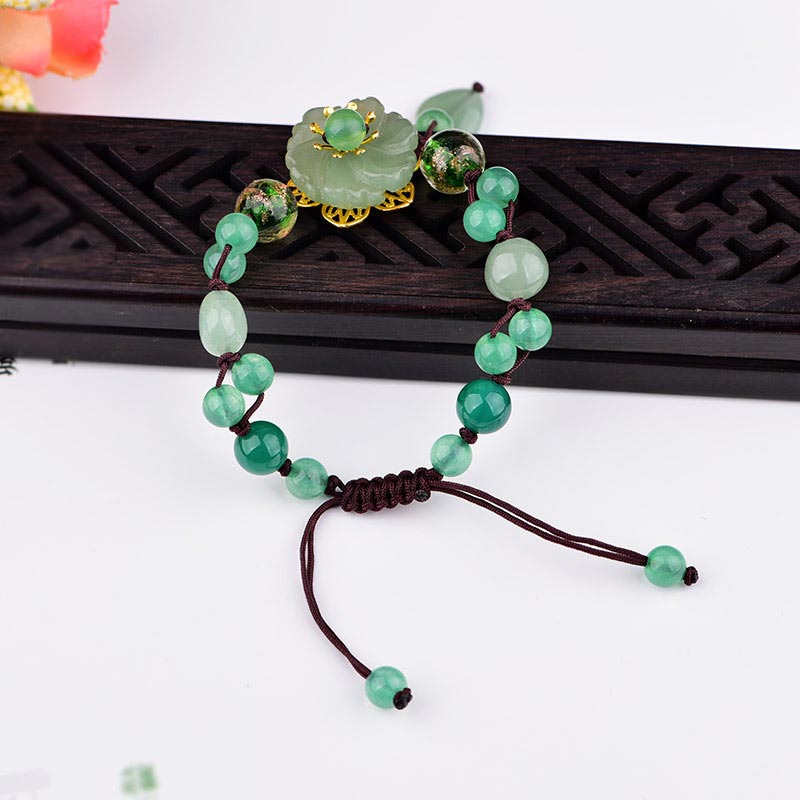 KarmaRipple's Authentic Green Jade Fortune Dangling Flower Bracelet p11