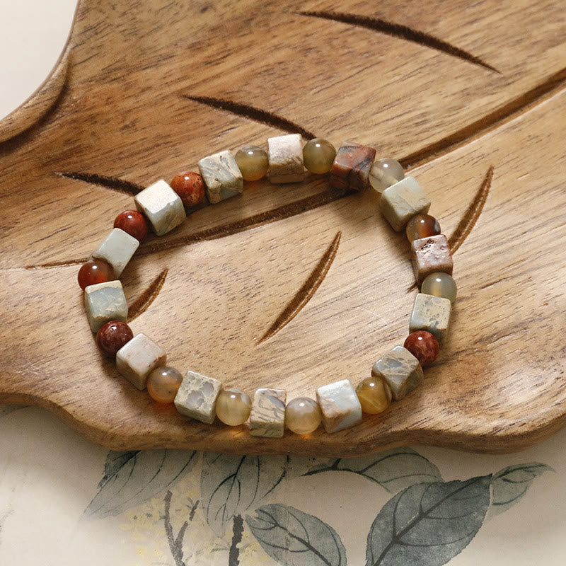 KarmaRipple's Authentic Stone Sea Sediment Jasper Agate Protection Bracelet p12