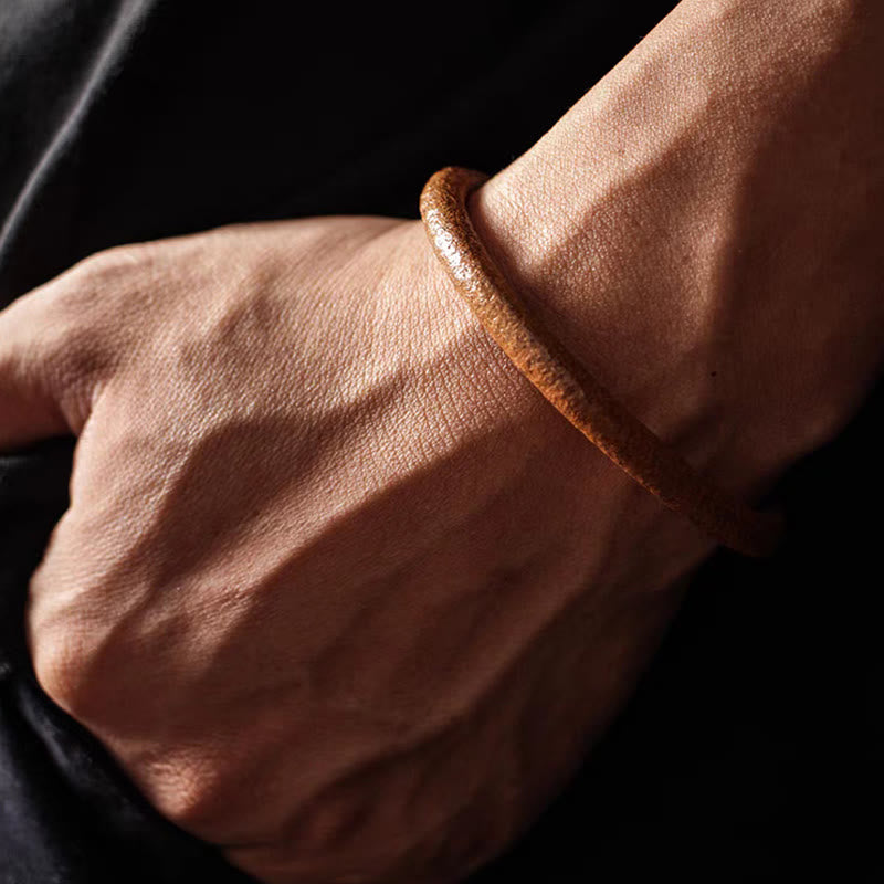 KarmaRipple's Retro Leather Fortune Balancing Bronze Magnetic Buckle Bracelet p6